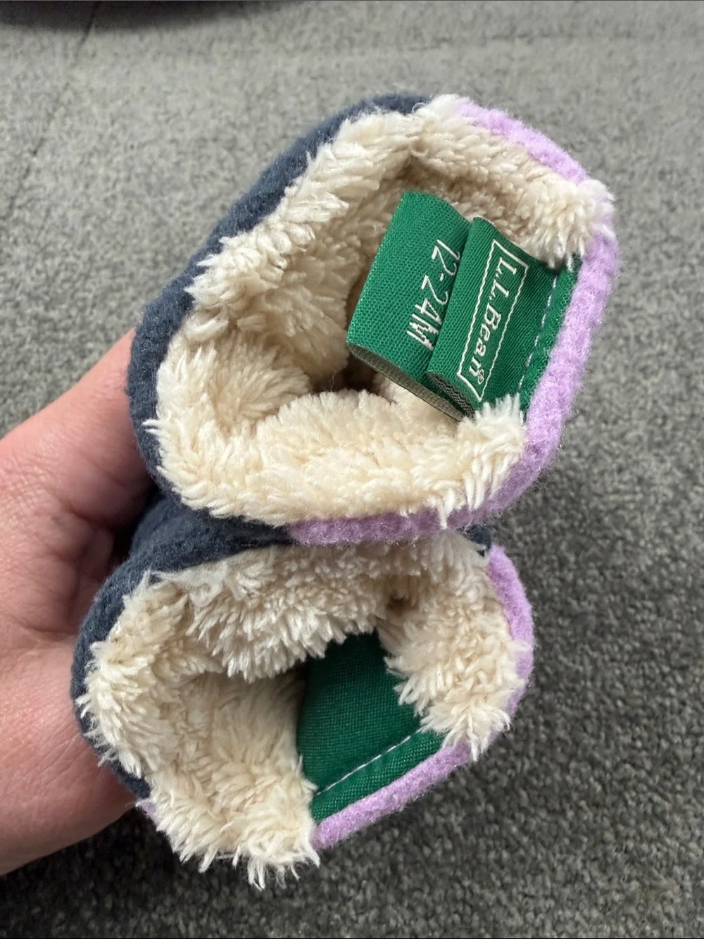 L.L. Bean Mittens Toddler Kids 12-24 months Light Purple Navy Fleece Snow Winter